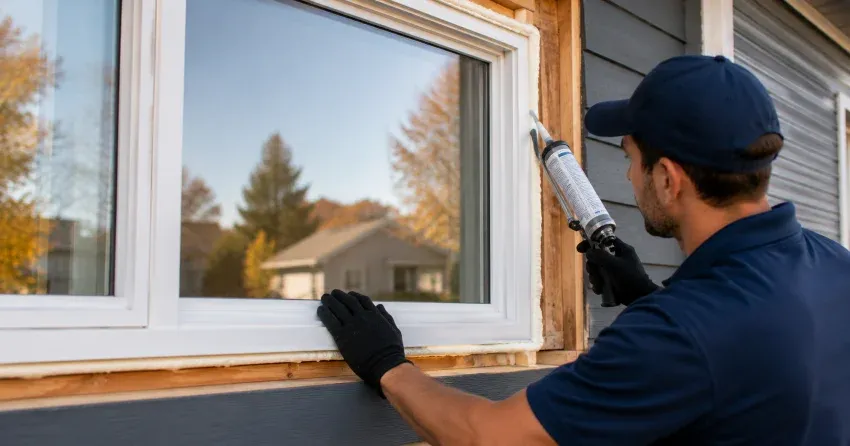 technician installing a new vinyl window in Markham