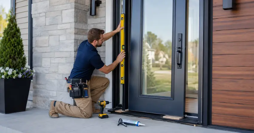 glass outside door installation with energy-efficient double-pane glazing in Dickson Hill, Markham
