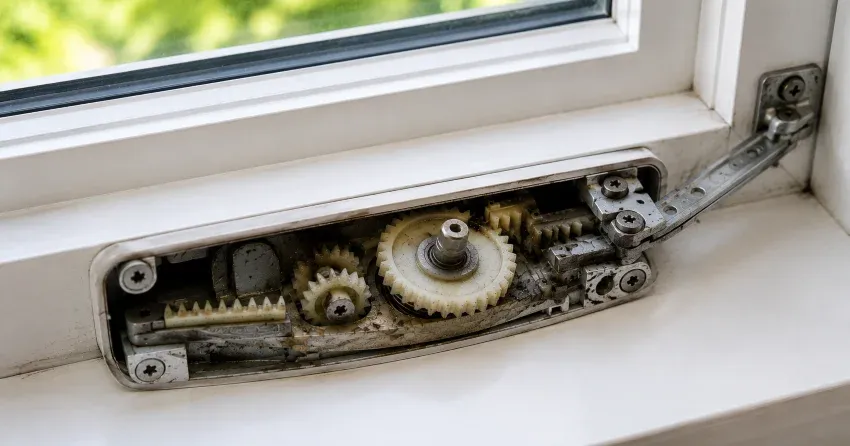 technician replacing casement window crank operator in Cornell, Markham home